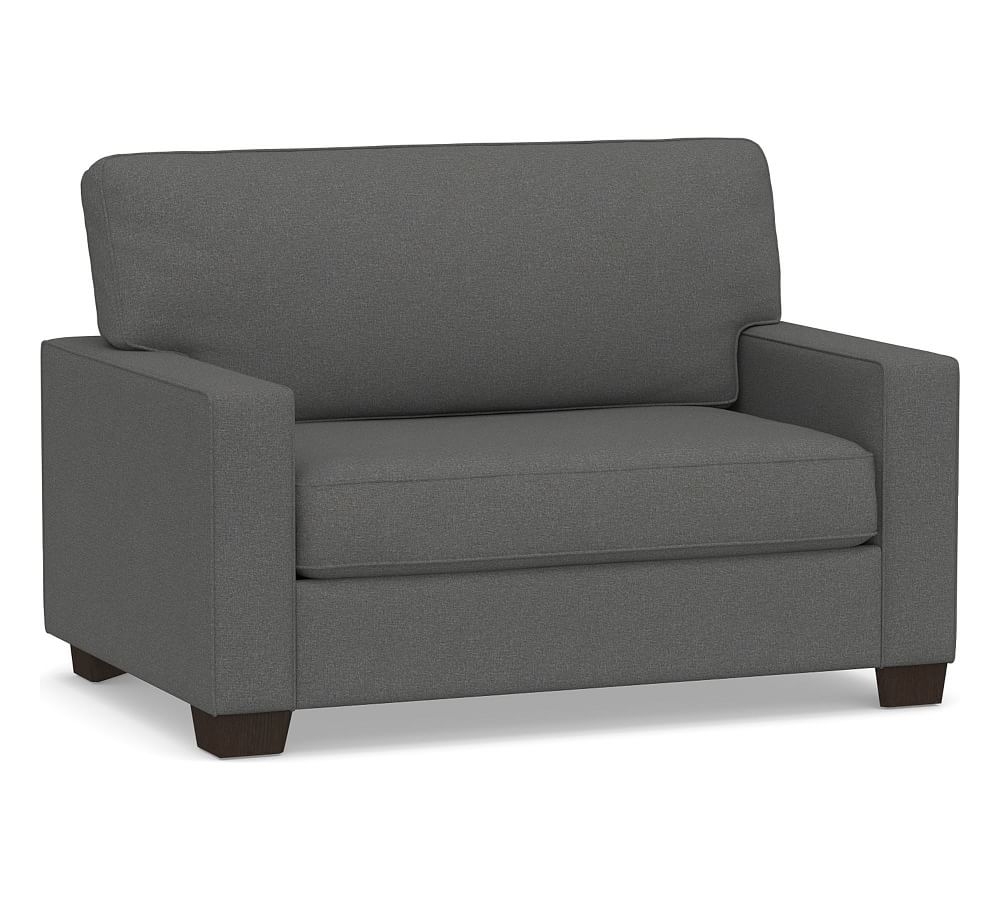 Buchanan Square Arm Upholstered Deluxe Twin Sleeper Sofa, Polyester Wrapped Cushions, Park Weave Charcoal - Image 0