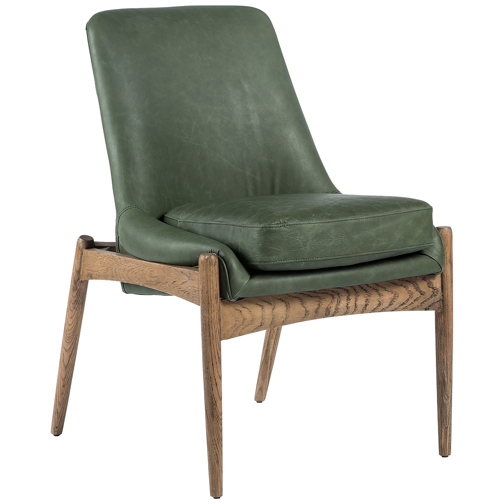 Braden Mid-Century Eden Sage Leather and Oak Dining Chair - Style # 97N27 - Image 0