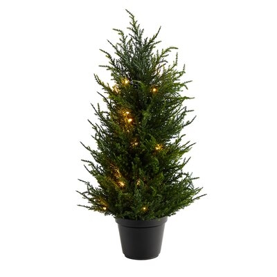 18In. Cedar Artificial Tree With LED Lights UV Resistant (Indoor/Outdoor) - Image 0
