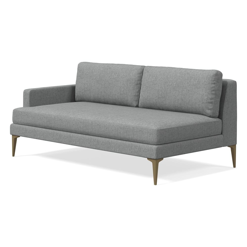 Andes Left Arm 2.5 Seater Sofa, Poly, Performance Coastal Linen, Anchor Gray, Blackened Brass - Image 0