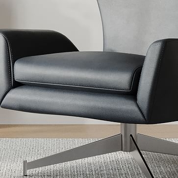 Hemming Swivel Base Chair, Poly, Vegan Leather, Cinder, Polished Nickel - Image 2