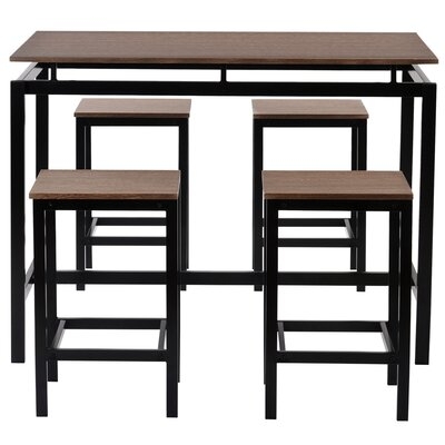 5-Piece Kitchen Counter Height Table Set, Industrial Dining Table With 4 Chairs - Image 0