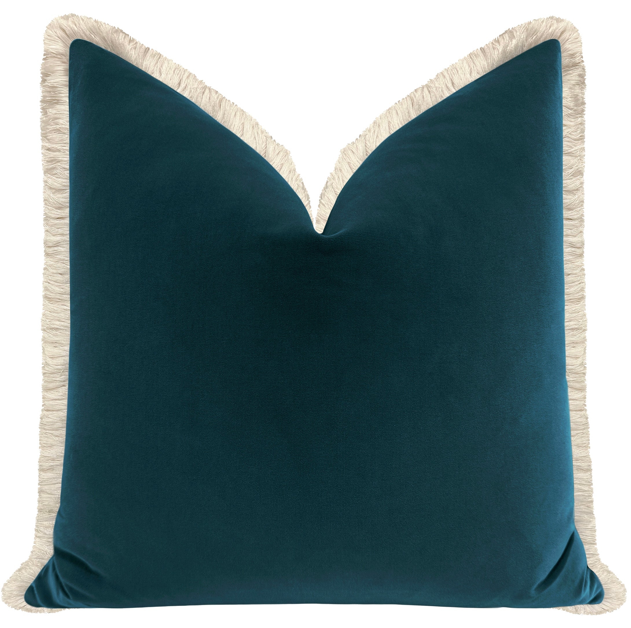 SIGNATURE VELVET // BALTIC BLUE + FRINGE - Sample 4" X 4" / Bone Fringe - Image 2