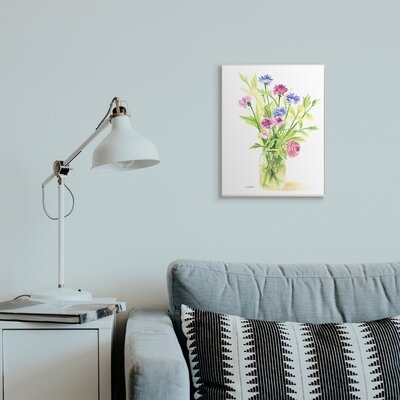Bouquet Of Wildflowers Soft Green Purple Blue Watercolor - Image 0