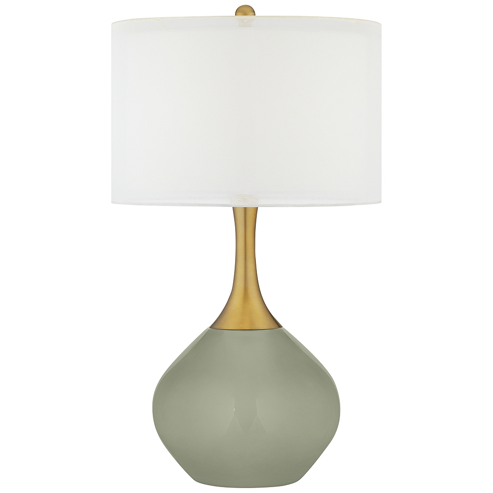Color Plus Nickki Brass 30 1/2" High Evergreen Fog Green Table Lamp - Image 0