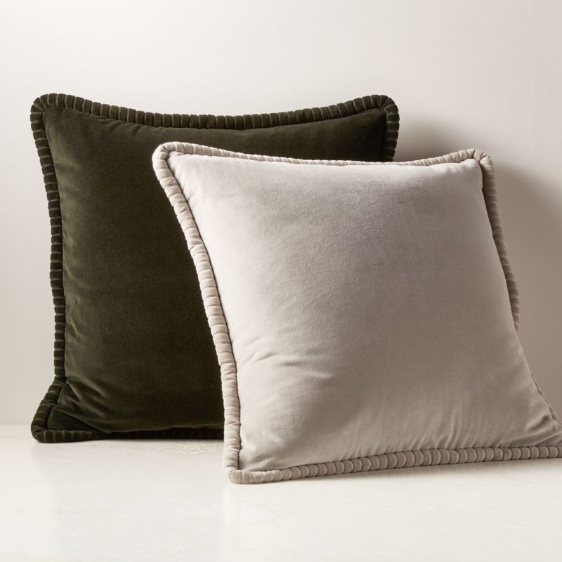 Brye Grey Velvet Throw Pillow Cover 26"x26" - Image 2
