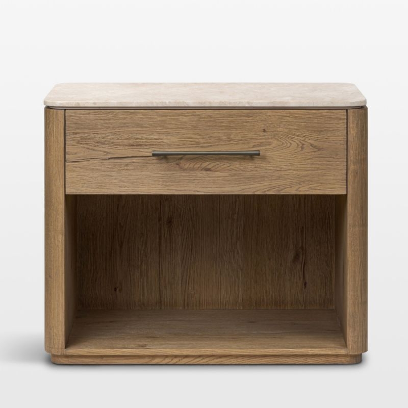 Raleigh 30" Worn Oak and Marble Top Nightstand - Image 8