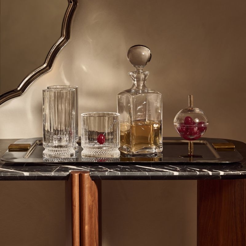 Tule 78" Black Marble and Walnut Wood Console Table - Image 4