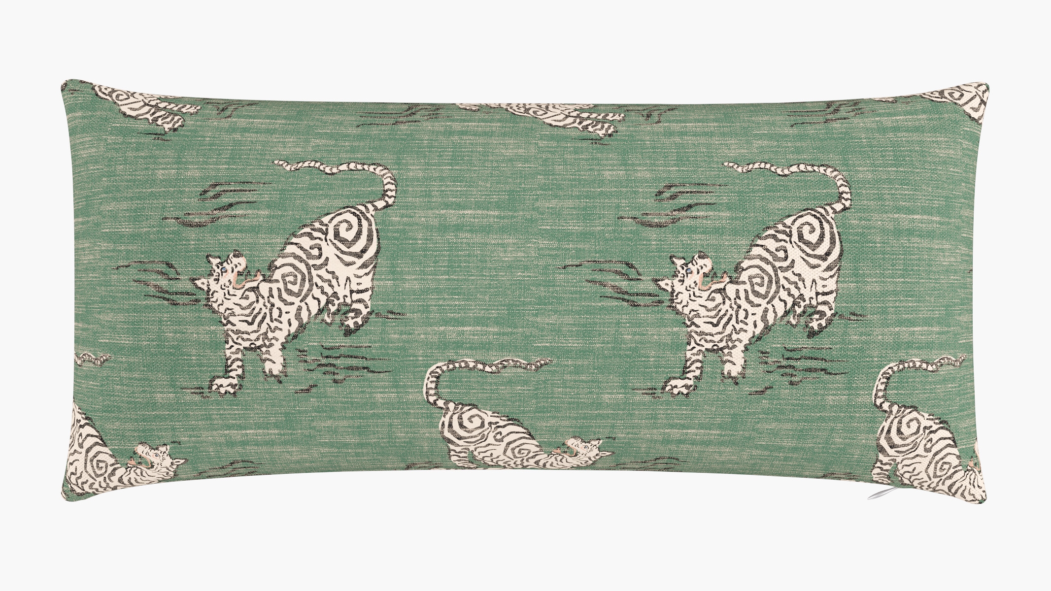 Throw Pillow 14" x 30", Emerald Tigresse, 14" x 30" - Image 0