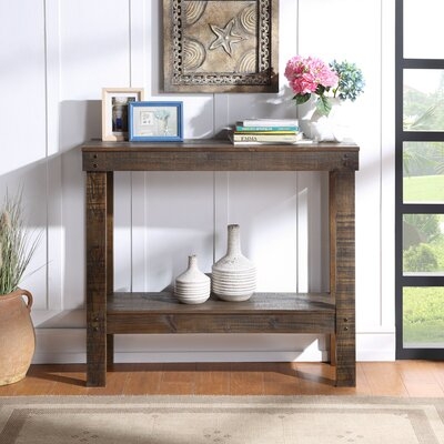Rustic Sqaure Accent Entryway Table, 39 Inch, Dark Brown - Image 0