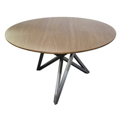 Walnut Dining Table With Brushed Gray Stainless Steel Legs - Image 1