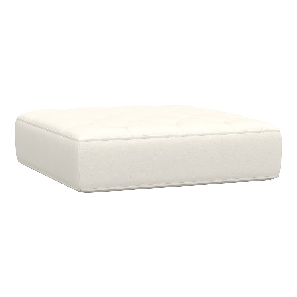Cushy Roll Arm Ottoman, Chenille Plain Weave Washed Ivory, MTO - Image 0