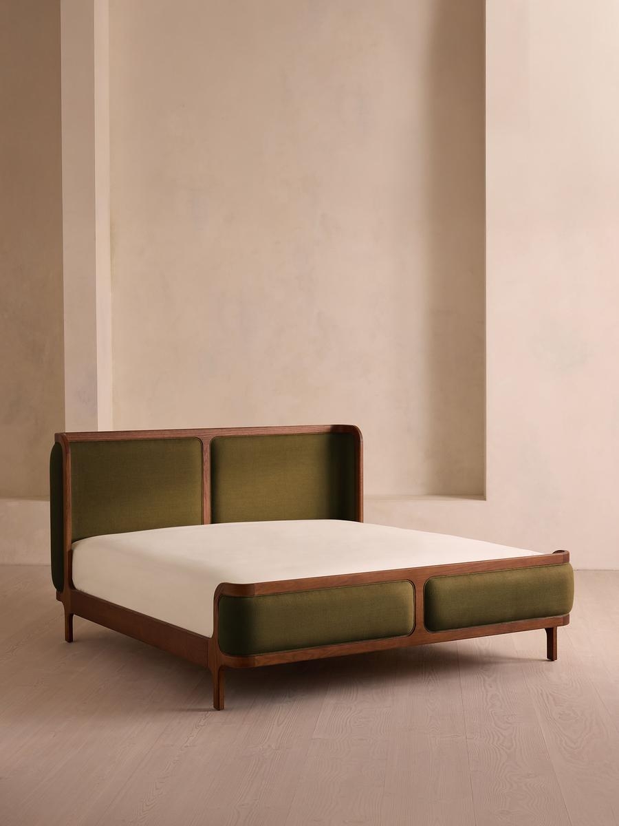 Belsa Bed, Full, Linen, Olive, US - Image 0
