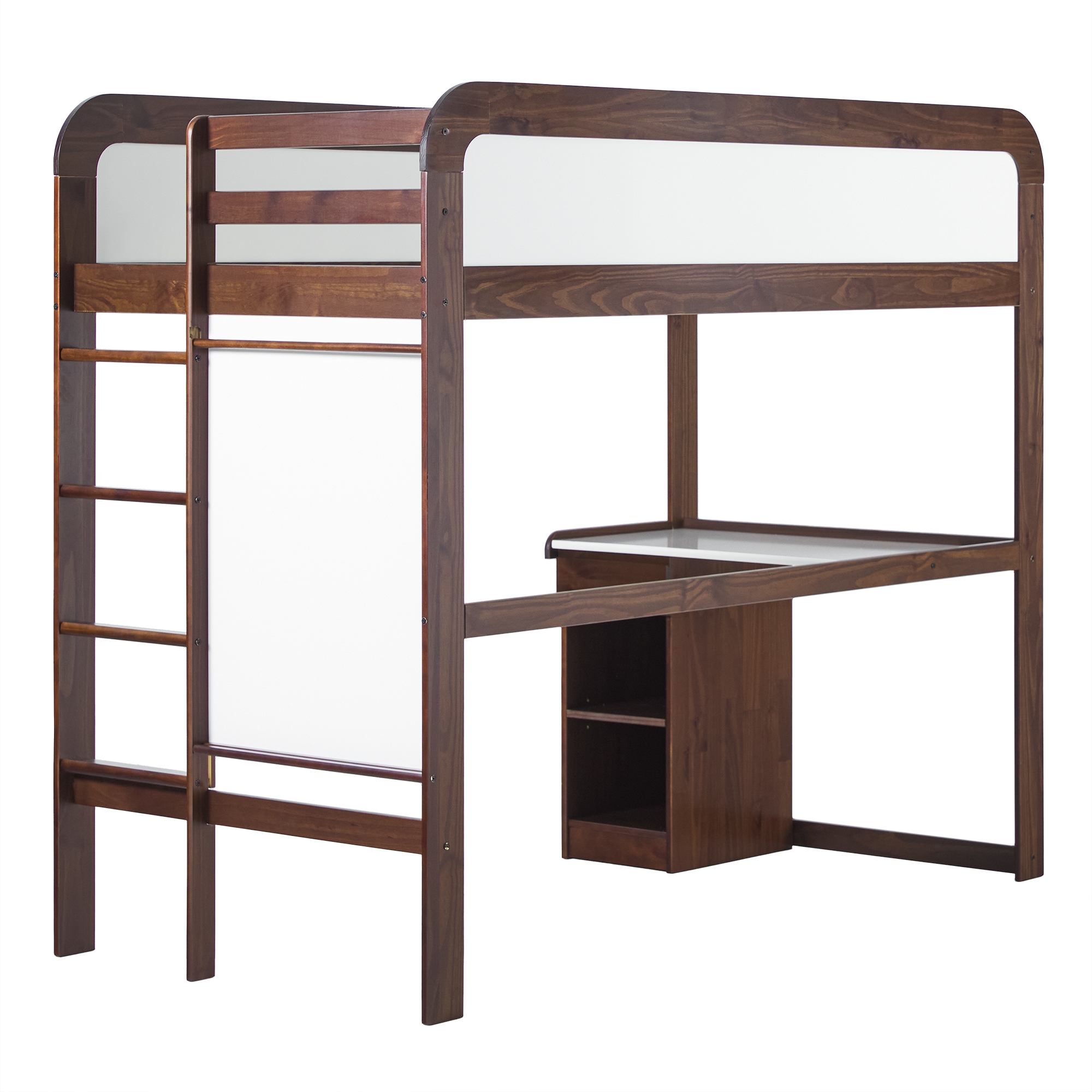 Adyn Contemporary Twin Loft Bunk Bed with Desk - Walnut - Image 2