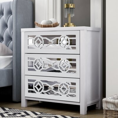 Wooden Storage Cabinet With 3 Drawers And Decorative Mirror (Espresso) - Image 0