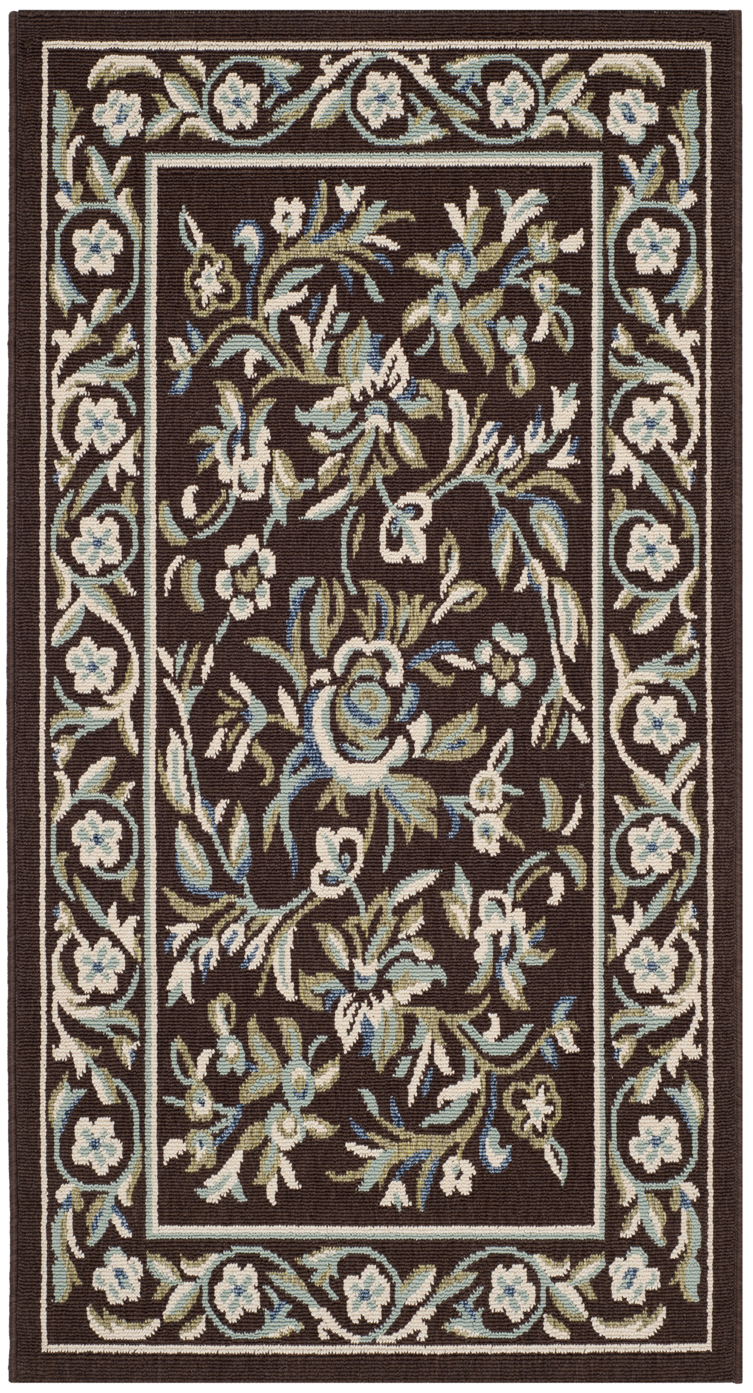 Arlo Home Indoor/Outdoor Woven Area Rug, VER011-0623, Chocolate/Aqua,  4' X 5' 7" - Image 0
