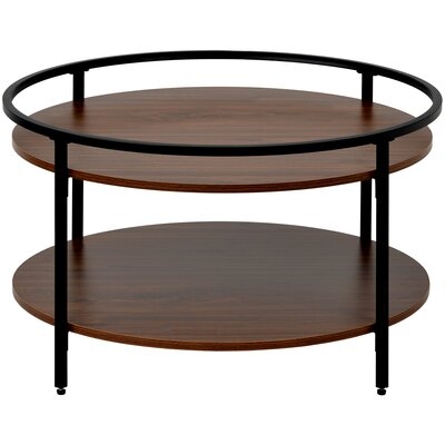 Round Coffee Table Modern Industrial Design With Sink Top For Livingroom (Barnwood) - Image 0