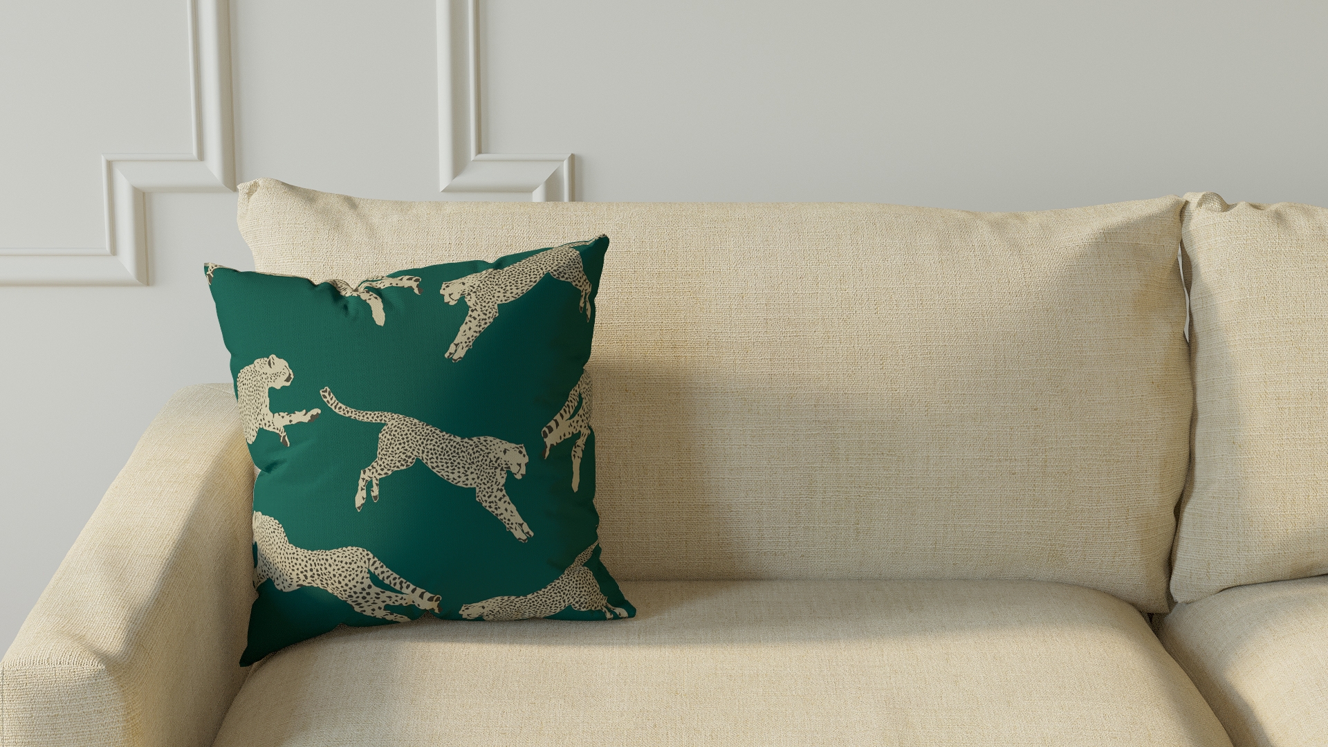 Throw Pillow 16", Polo Green Cheetah, 16" x 16" - Image 2