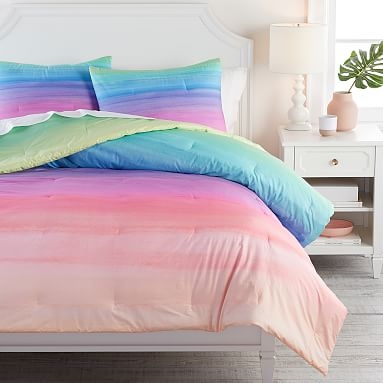 Watercolor Rainbow Ombre Comforter, Twin/Twin XL, Cool Multi - Image 0