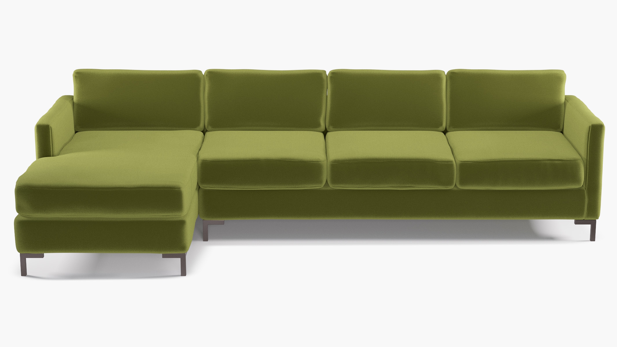 Modern Sectional, Left Facing, Sage Performance Velvet, Bronze L Leg - Image 0