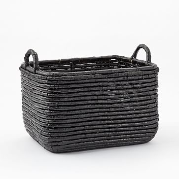 Woven Seagrass Baskets, Black, Large Rectangle - Image 0