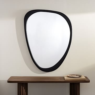 Mid Century Asymmetrical Wall Hanging Mirror, Black - Image 3