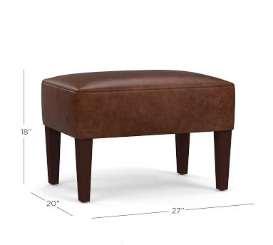 Champlain Leather Ottoman, Polyester Wrapped Cushions, Churchfield Camel - Image 1