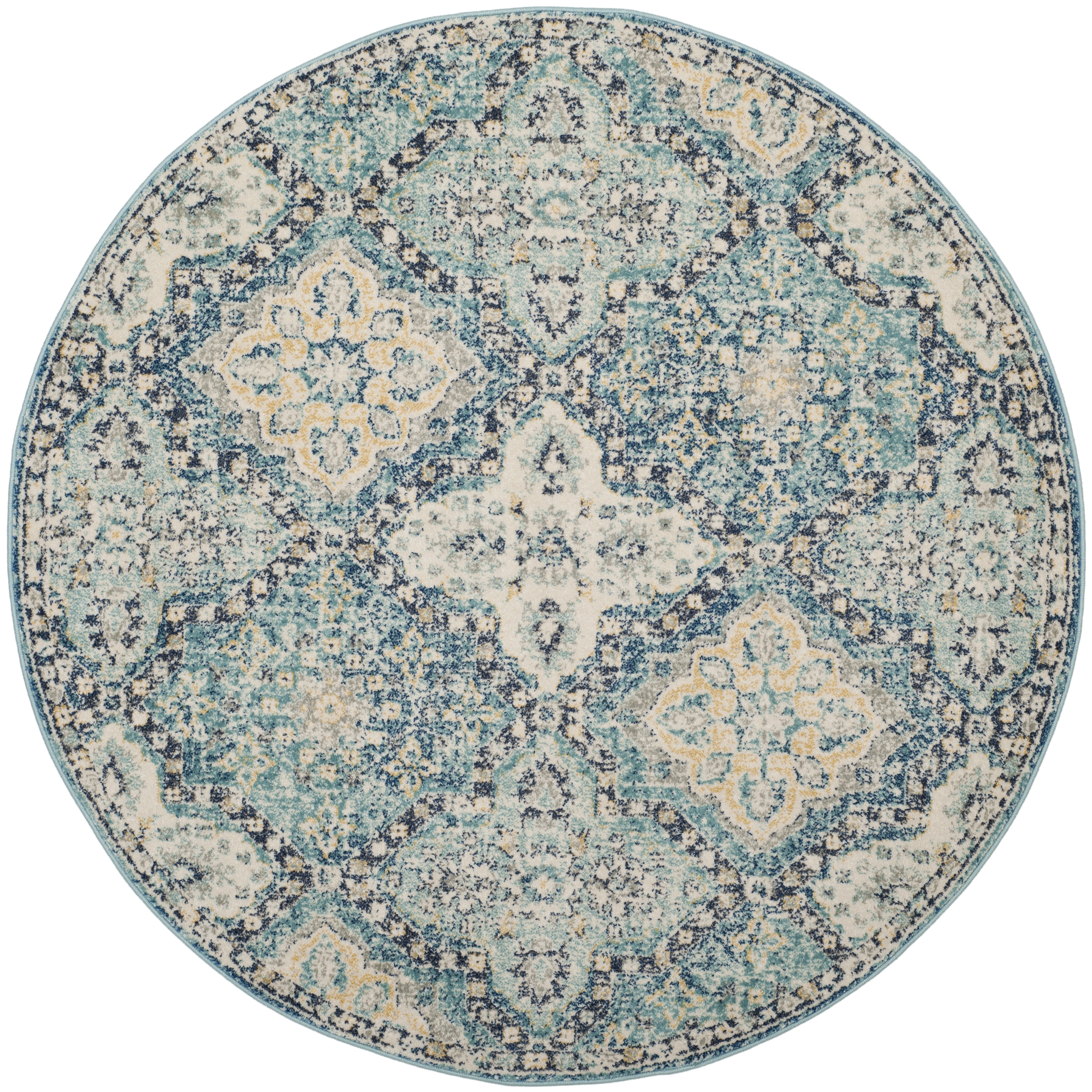 Arlo Home Woven Area Rug, EVK274C, Light Blue/Ivory,  5' 1" X 5' 1" Round - Image 0