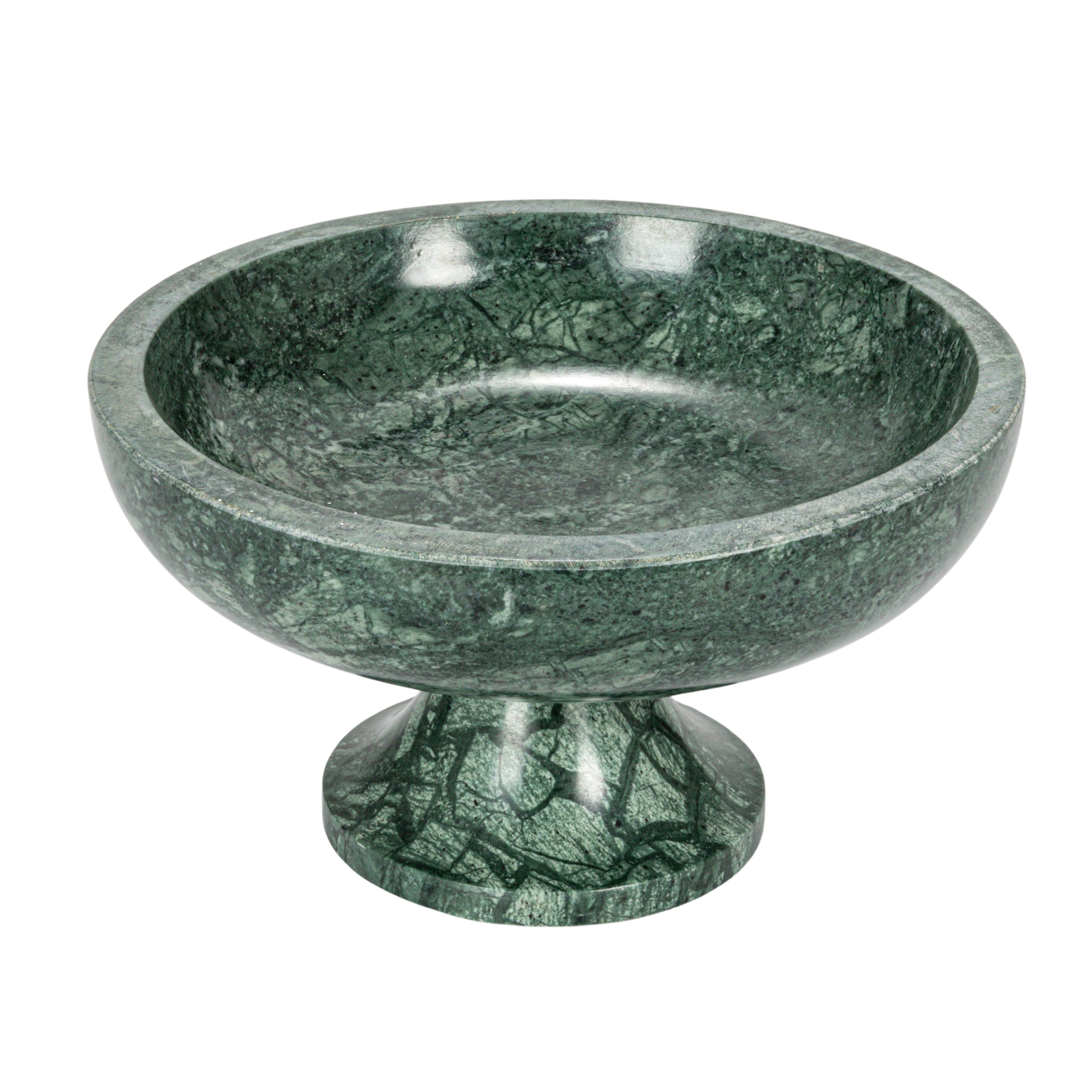 Marble Footed Pedestal Bowl, Green - Image 0