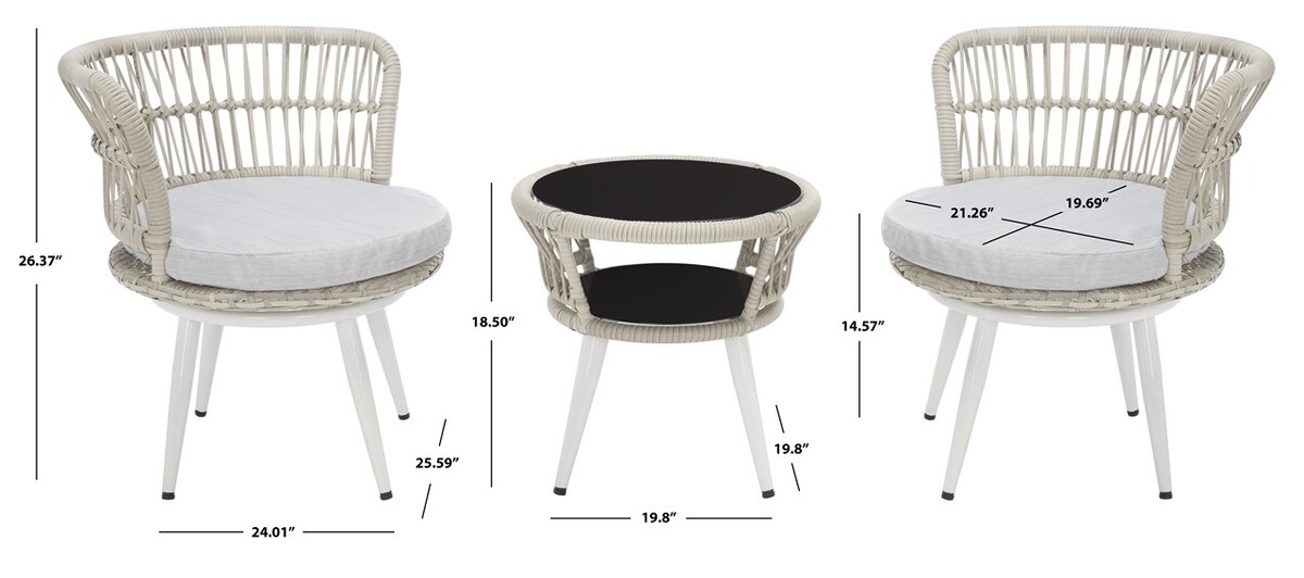 Kyomi 3 Pc Lounge Set - Grey - Safavieh - Image 8