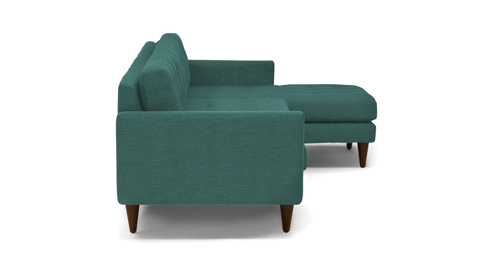 Blue Eliot Mid Century Modern Sectional - Prime Peacock - Mocha - Right - Image 2