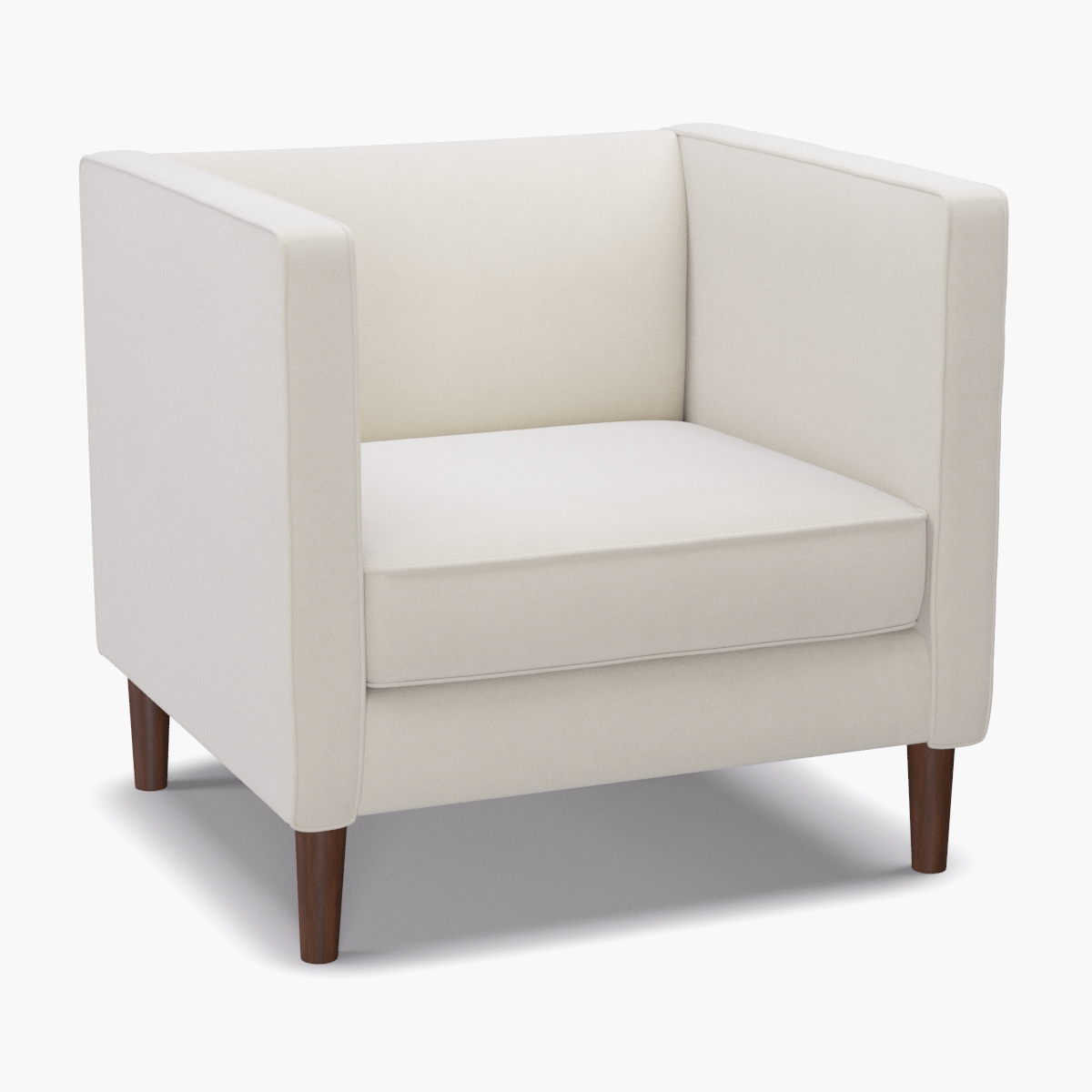 Tuxedo Chair, White Velvet, Espresso - Image 1