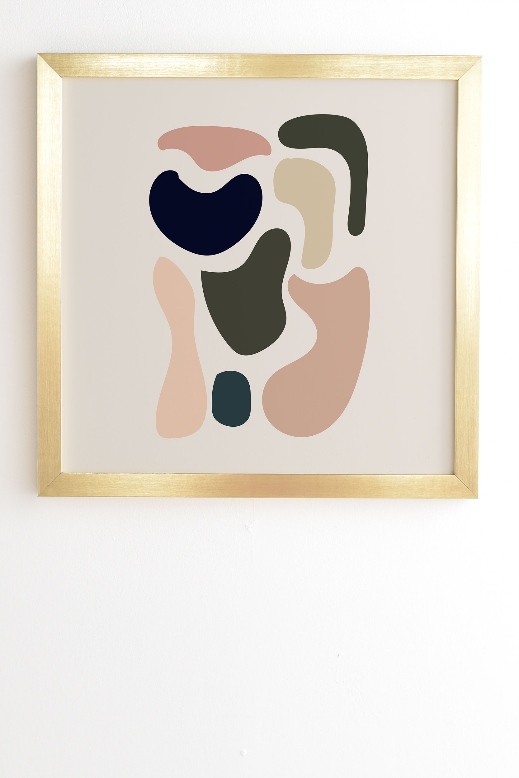 Shape Study Neutrals by Mambo Art Studio - Framed Wall Art Basic Gold 20" x 20" - Image 0