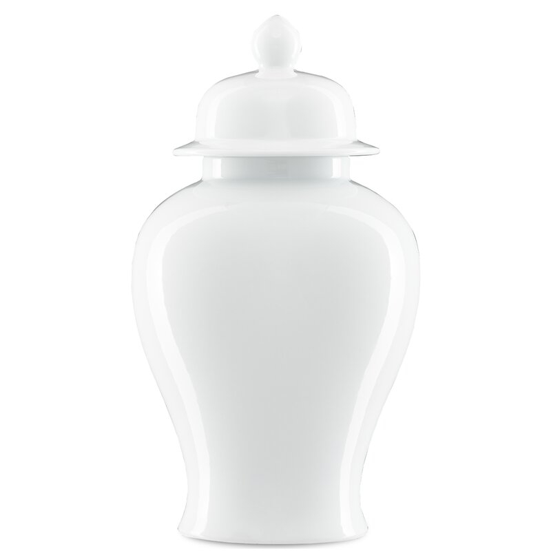 Currey & Company Imperial White Porcelain Jar - Image 0