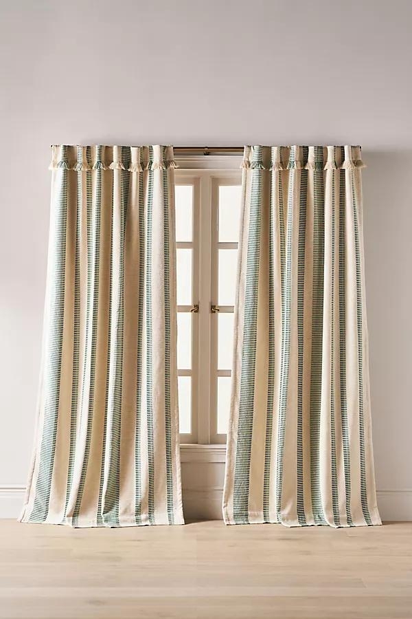 Pieced Stripe Cotton Blend Woven Blackout Curtain - Image 0