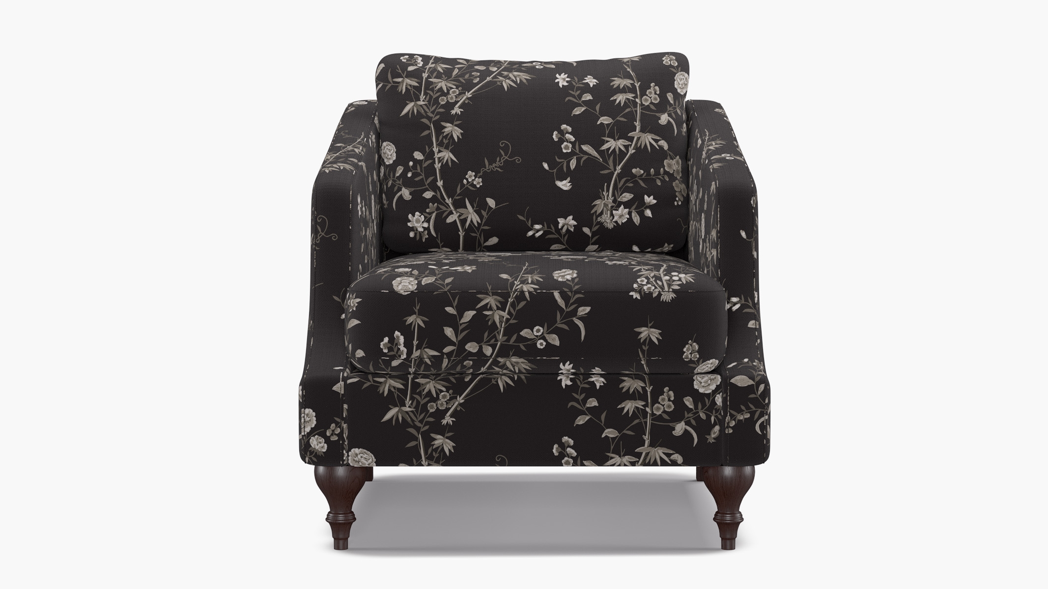 Slope Arm Chair, Black Bamboo Garden, Espresso Turned Wood Leg - Image 0