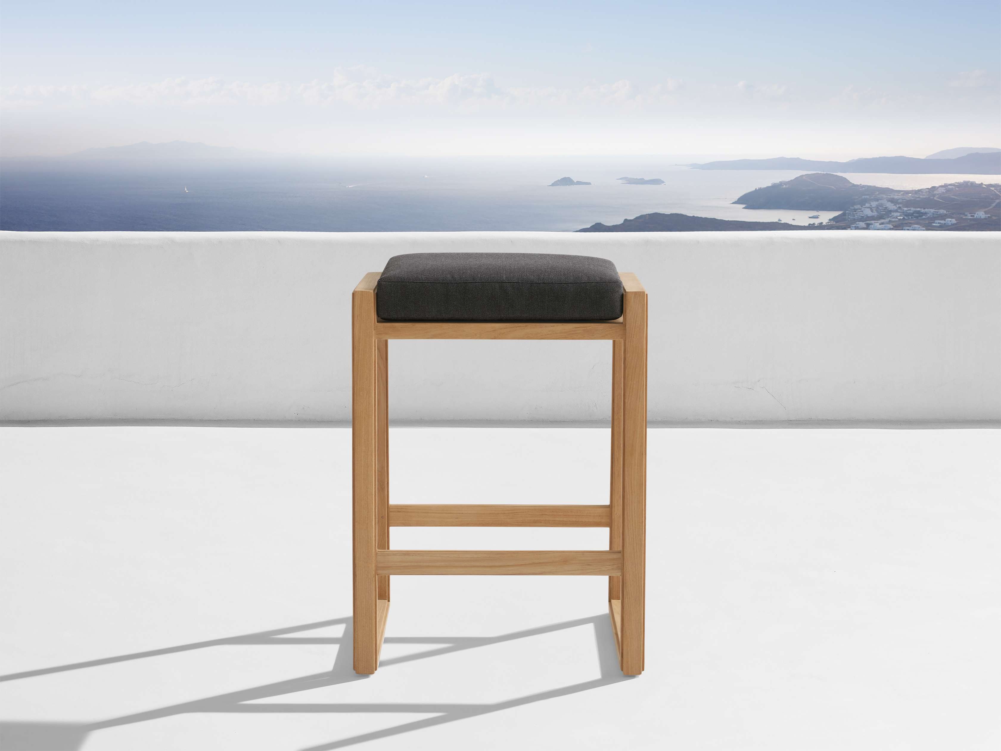 Canyon Outdoor Backless Barstool Teak in Natural  Rosemount Graphite  - Image 0