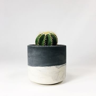 Straight-Sided Concrete Pot, Small, Dark Gray Two Tone - Image 0