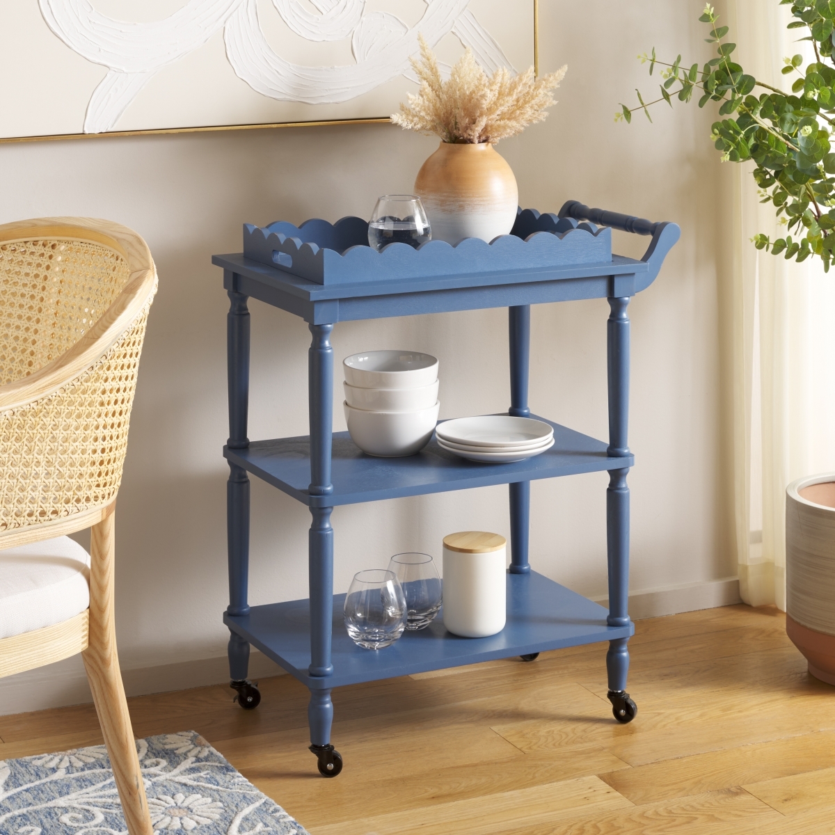 Haven 3 Tier Dining Cart - Blue - Image 1