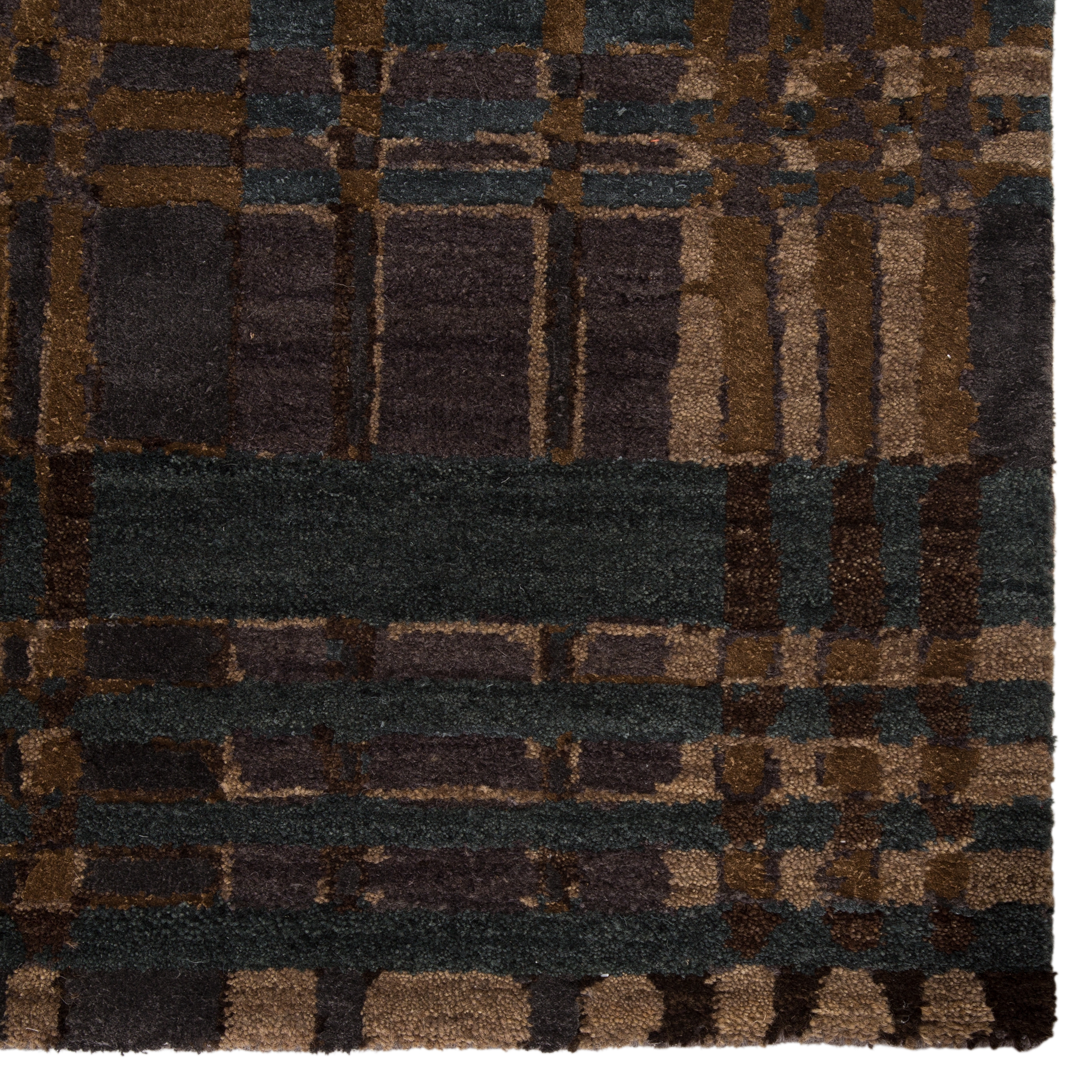 Jenny Jones by Outlander Hand-Knotted Geometric Green/ Brown Area Rug (8'X10') - Image 3