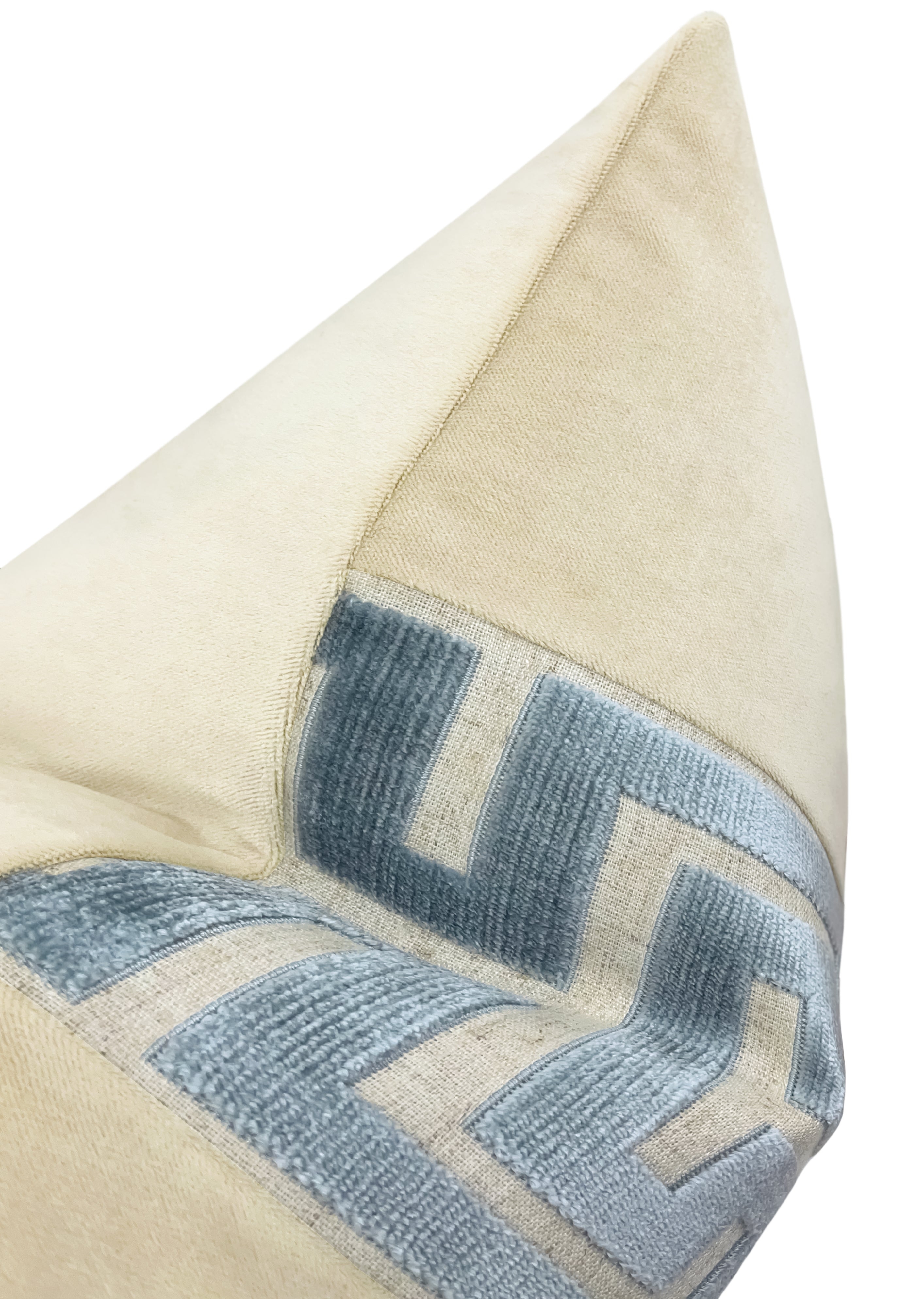 THE LITTLE LUMBAR :: SOCIETY VELVET // CASHMERE + DELFT GREEK TRIM - SAMPLE 4" X 4" - Image 3