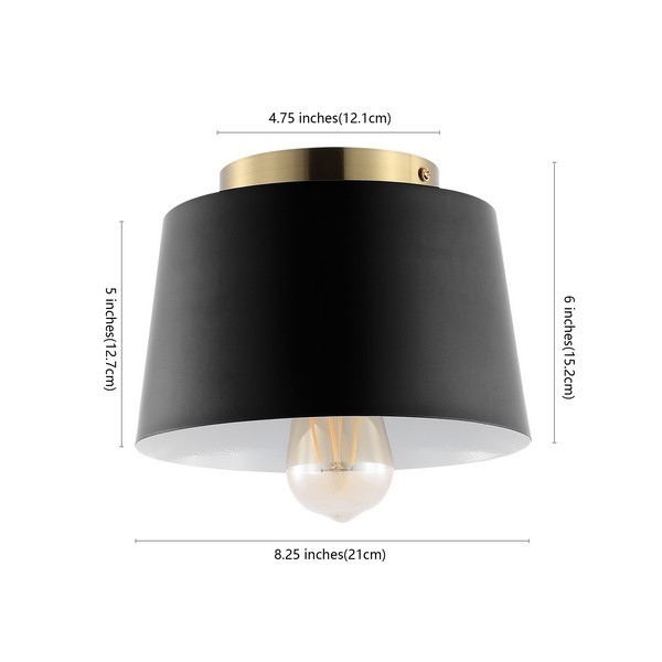 Parkes 8.25" Flush Mount - Black / Brass - Safavieh - Image 3