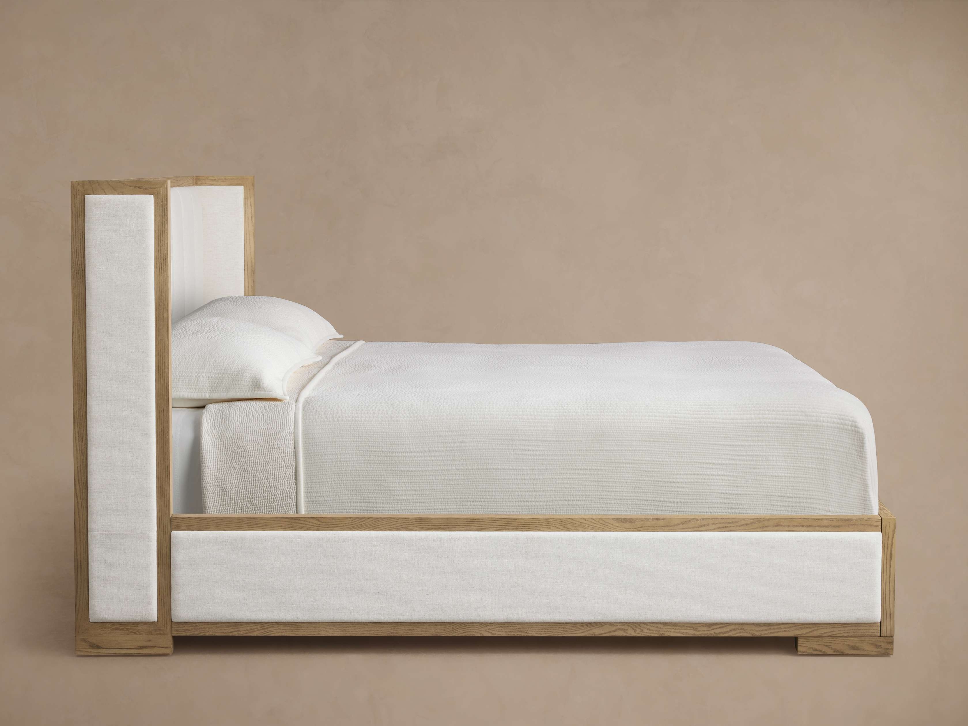 Darien Channel-Stitched Shelter Bed in Upholstered 48" King None  Nomad Snow/Fawn - Image 0