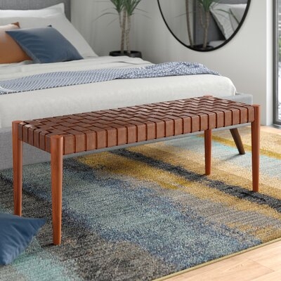 Orin 47" Woven Leather Bench - Image 0