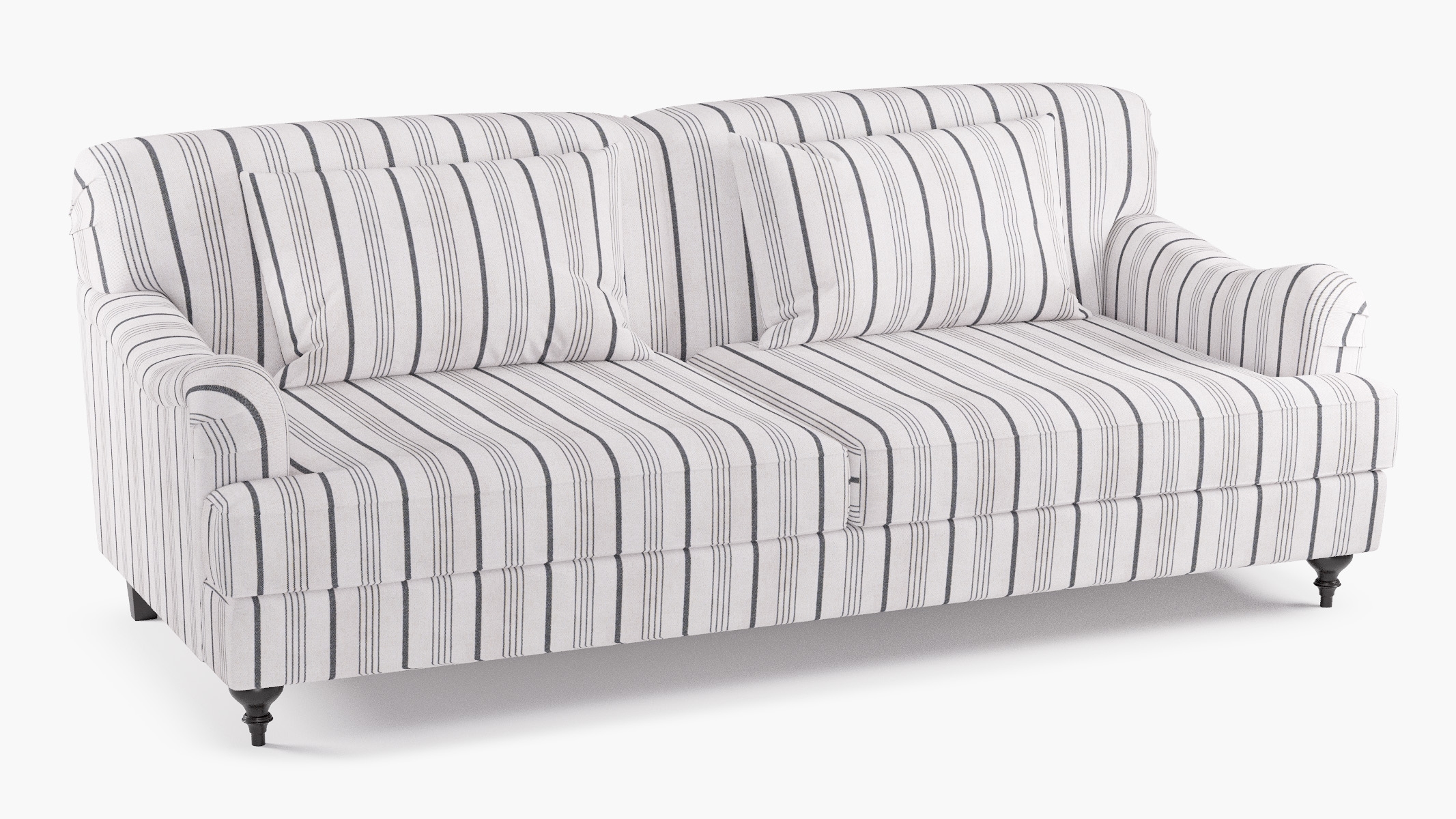 English Roll Arm Sofa, Black Market Stripe, Espresso - Image 1
