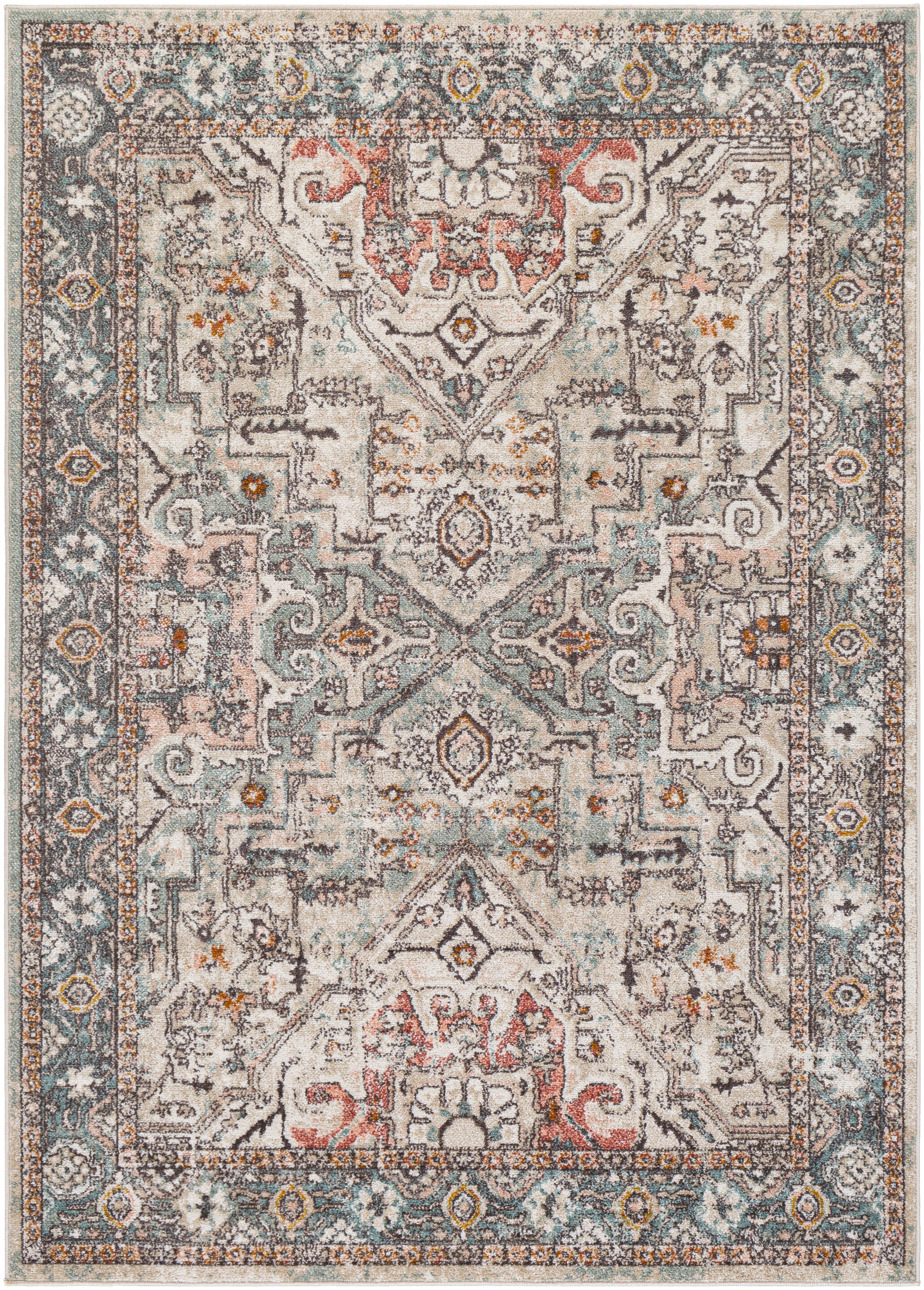 Ankara Beige Indoor 5'3" x 7' Machine Woven Rug - Image 0