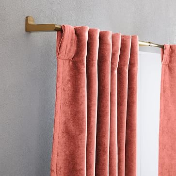 Textured Upholstery Velvet Curtain, Set of 2, Pink Grapefruit, 48"x84" - Image 1