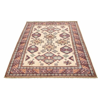 One-of-a-Kind Gazni Oriental Hand-Knotted 6'9" X 9'6" Wool Cream Area Rug - Image 0