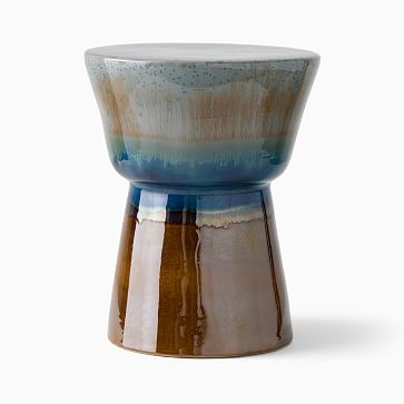 Faroe Ceramic 13" Side Table, Blue/Brown - Image 1