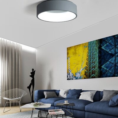Round Minimalism Design Dimmable LED Flush Mount Ceiling Light (Grey) - Image 0